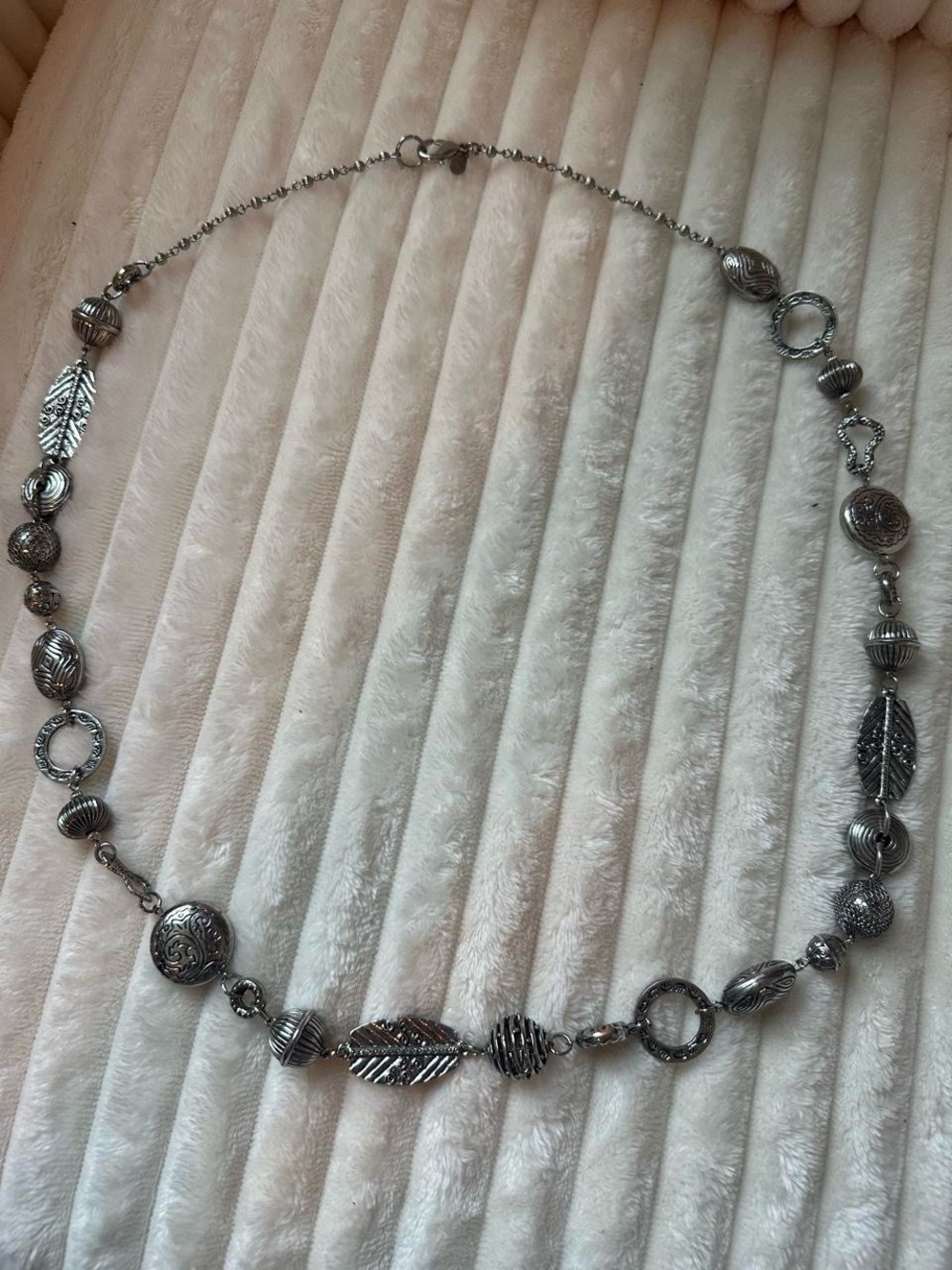 Chico’s Silver Leaf & Bead Women's Necklace